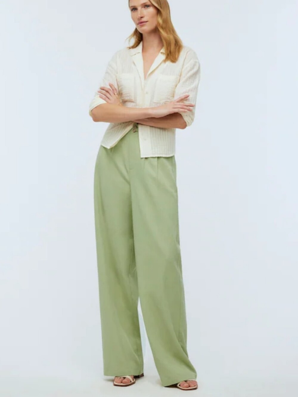 NWOT Madewell Harlow Green Wide Leg Pants Size 12